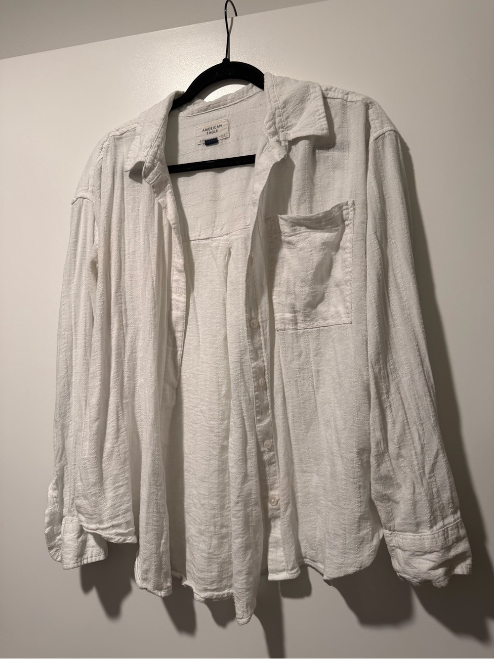 American Eagle Outfitters White Lightweight Button-Front Shirt Jacket